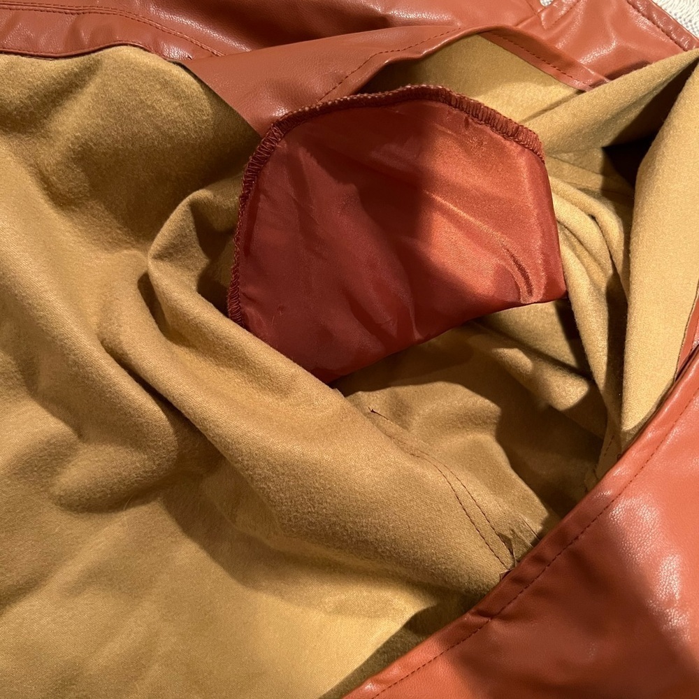 Lush Caramel Brown Faux Leather Jacket, size medium, NWT, see photos. Boutique. - Picture 8 of 11